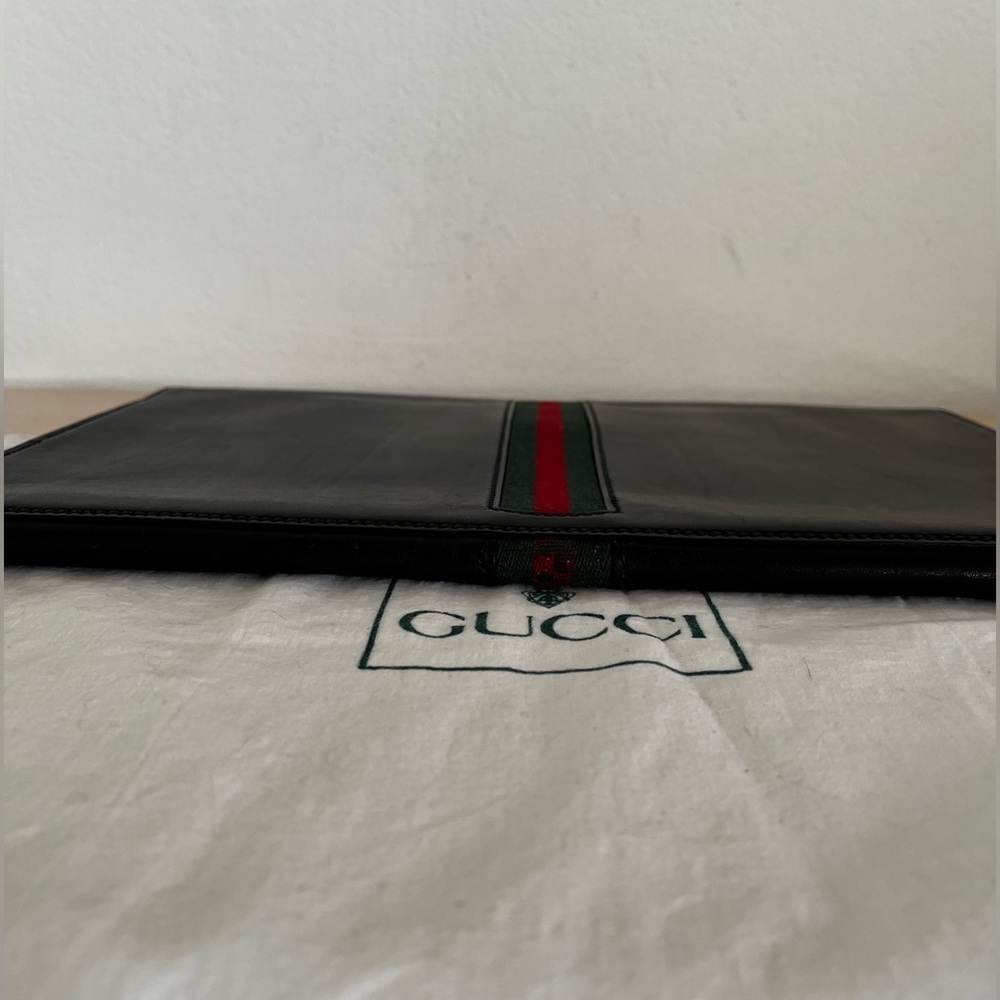 Rare Gucci Sherry Line Laptop Document Envelope Clutch Black 1970-80 - Picture 3 of 14